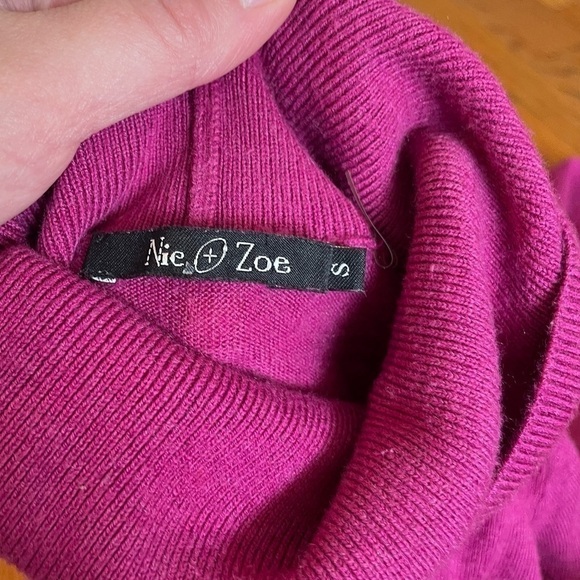 NIC+ZOE NIC + ZOE Solid Magenta Fuchsia Pink ish Lightweight Turtleneck Sweater - Picture 5 of 14